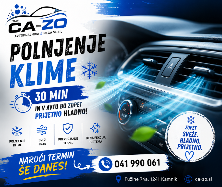 Servis polnjenje osvežitev čiščenje avto klime Ča-Zo Kamnik Komenda Mengeš Kranj